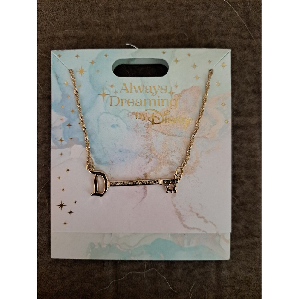 New Disney Parks Disneyland “D” Letter Key Necklace “Always Dreaming By Disney”